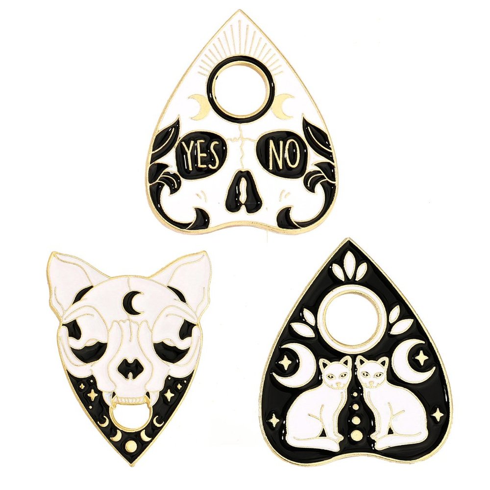 Metal and Enamel Black & White Planchette (Pick One Design) New